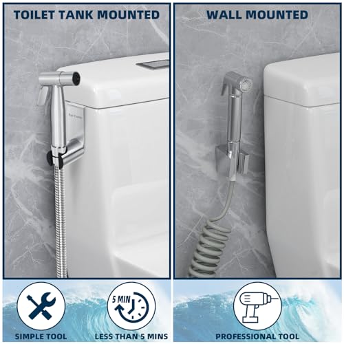 Fat-Cattie Handheld Bidet Sprayer for Toilet, Stainless Steel Bathroom Spray with G1/2 (20mm) Thread Interface, Silver