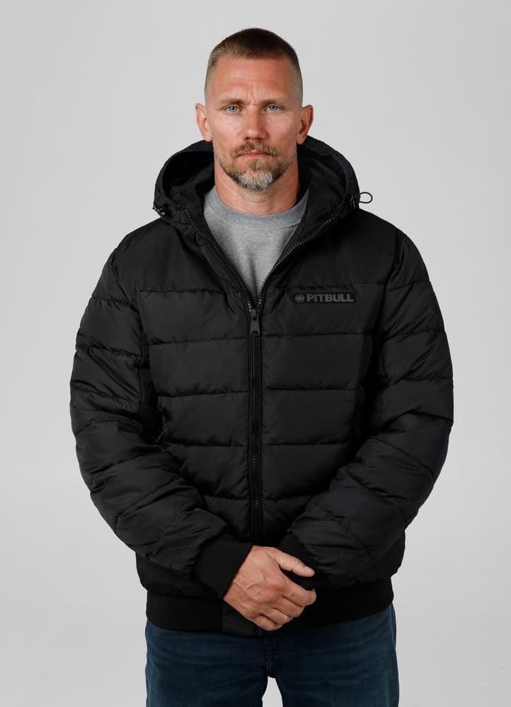 PITBULL - Winterjacke Herren mit Steppung Dillon, Jacke Herren mit Kapuze, Männer Steppjacke, Bequeme Windjacke, Windbreaker mit Reißverschluss, Jacke Winter Steppmuster