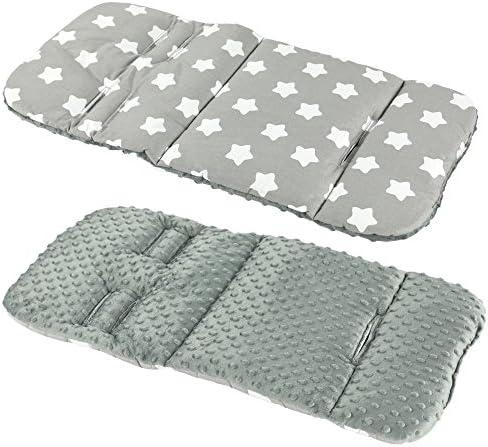 Reversible Cotton & Minky Pram Insert, Liner Covers 5pt Universal (Fairy Grey/Pink)