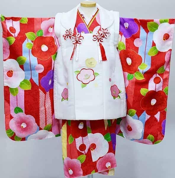 七五三 三歳 女児 被布着物フルセット 半衿伊達襟付き 花ひめ NO37008