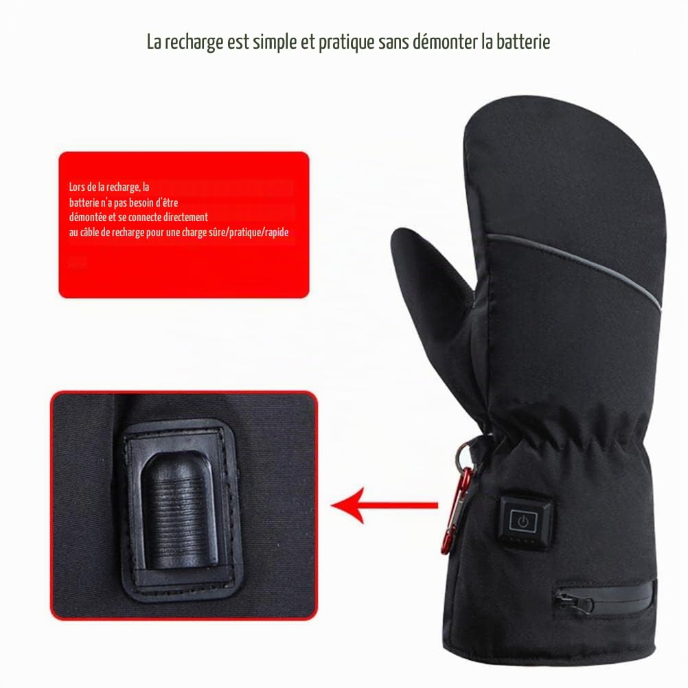 Gants chauffants pour femme avec écran tactile, gants thermiques rechargeables antidérapants avec doublure en polaire, gants thermiques d'hiver pour cyclisme et ski Akemaio Gants chauffants