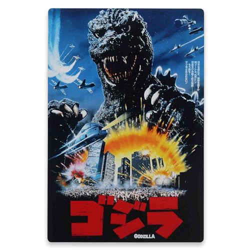 Affiche de film Godzilla en paysage urbain style vintage pour deco murale