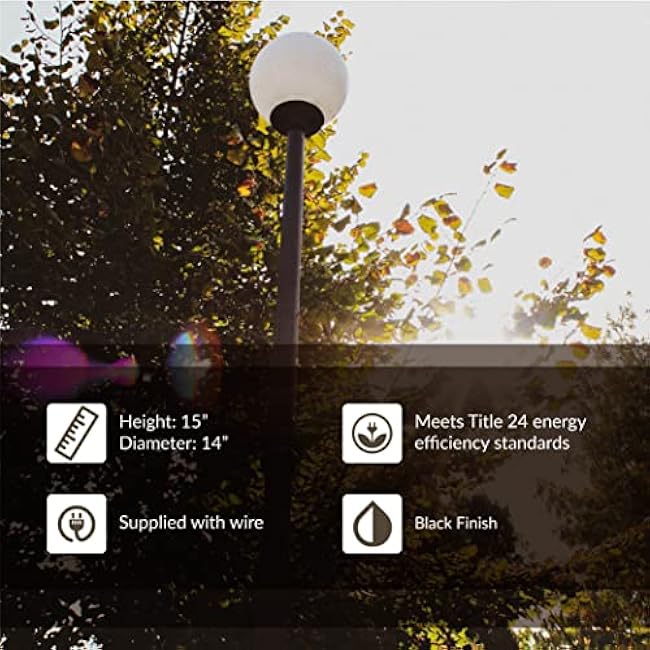 Generation Lighting 8254-68 Outdoor Globe Traditional One - Light Outdoor Light Post Outside Fixture, White Plastic Finish