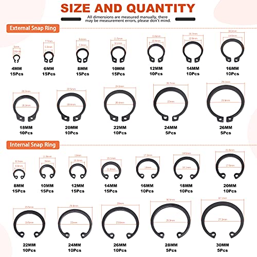 Tanstic 261Pcs 4 In 1 Snap Ring Pliers Set Snap Ring Pliers Remover Retaining Circlip Pliers With 260Pcs Internal And External Snap Ring Retaining Ring Assortment Kit #TOP1