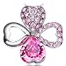 Valentines Day Gifts NEEMODA Pink Crystal Heart Flower Pendant Necklace for Women White Gold Plated Fashion Jewelry