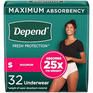 Depend Fresh Protection Adult Incontinence & Postpartum Bladder Leak Underwear for Women, Disposable, Maximum, Small, Blush, 32 Count, Packaging May Vary