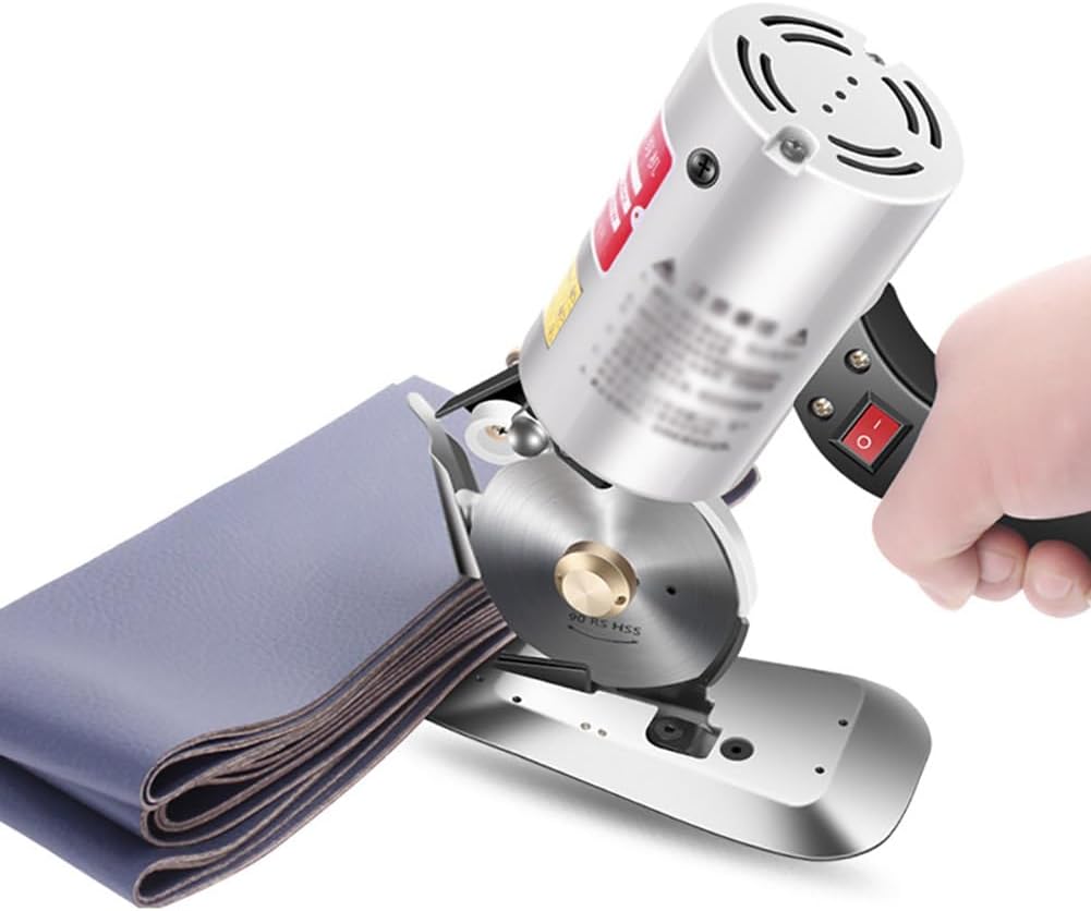 電動ファブリックカッター、200Wハンドヘルド電動はさみ、90mm刃のファブリック円形ナイフカッター、布切断機、ファッションデザイナ