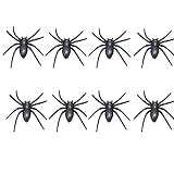 BinaryABC Halloween Plastic Fake Spider, Realistic Rubber Spider,Jokes Props for Halloween Party halloween Horror Nights 8Pcs(Black)