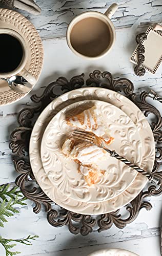 GG-Collection-14-Inch-Diameter-Acanthus-Leaf-Ornate-Brown-Metal-Chargers-Set-of-4