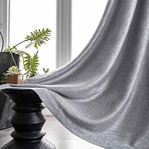 Melodieux Flower Embroidery Linen Room Darkening Curtains For Living Room Bedroom Grommet Window Drape, White Flower, 52 By 84 Inch (1 Panel) #TOP2