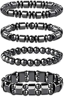 Thunaraz 4Pcs Hematite Bracelet for Men Women Bangle Bracelet Magnetic Tiger Eye Bracelets