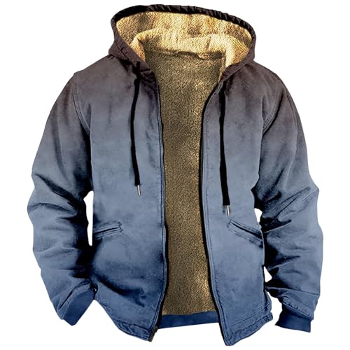 Winter Jackets for Men Warm Fleece Lined Long Sleeve Vintage Big and Tall Zip Up Sherpa Hunting Thicken Streetwear
