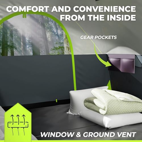 Ark Trek 6 Person Tents for Camping-Robust Family Camping Tent Cabin with Ground Sheet, Rainfly Cover, Powerport-Comfy Large Quick, Waterproof Pop up Camping Tent for Picnics Fishing Hiking M2 の商品画像 5