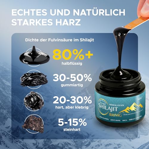 2x 100% Shilajit Original 800MG, 5-in-1 Himalaya Shilajit, Im Labor in Europa getestet (Insgesamt 100g)