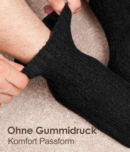 FORVEVO 4 Paar Alpaka Socken Damen 39-42, Wollsocken Herren, Warme Wintersocken mit Alpakawolle, Thermo Flauschig Stricksocken für Alltäglich, Wandern, Trekking(Schwarz)