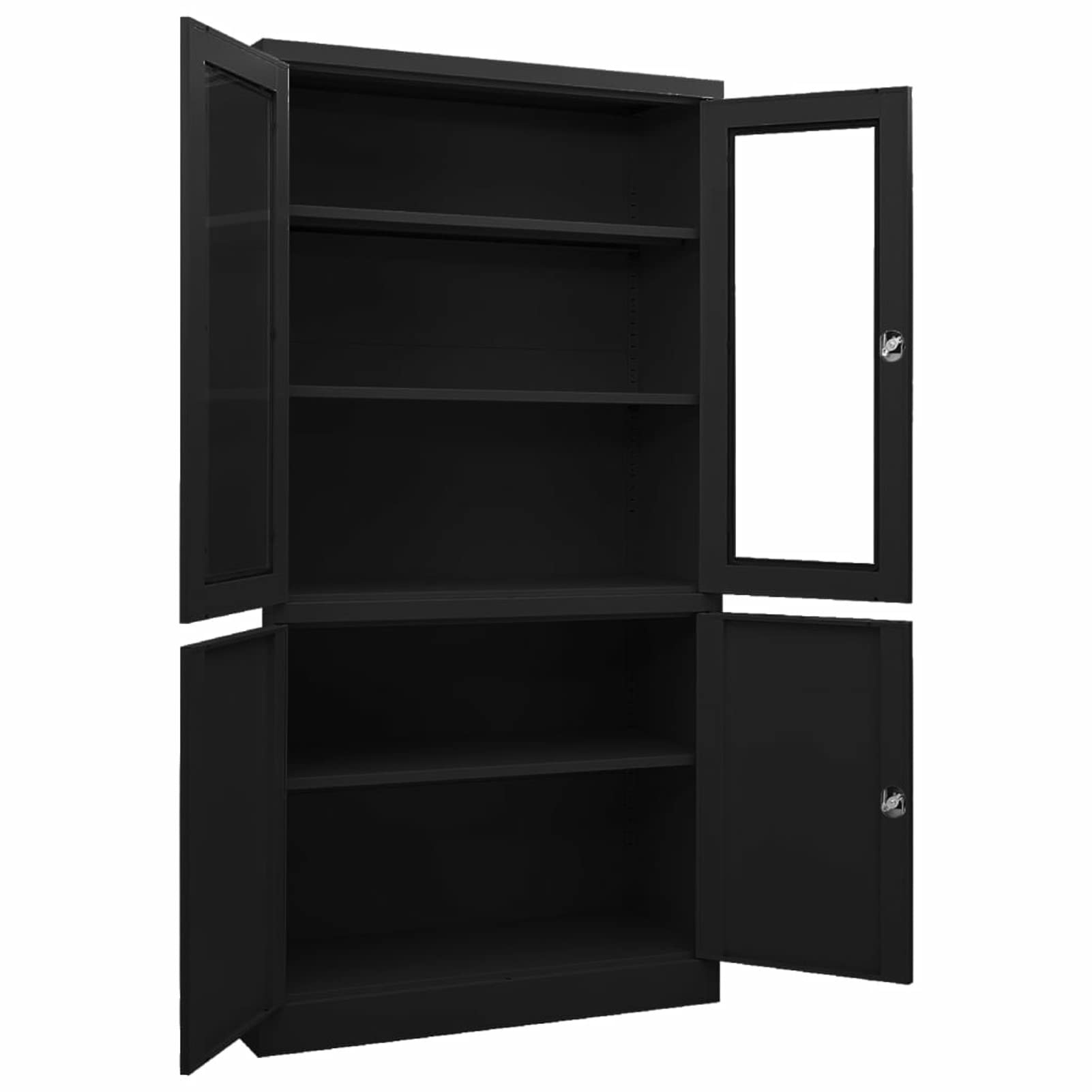 DJEKA Aktenschrank Abschließbar Metallschrank Büroschrank Werkstattschrank Mehrzweckschrank Stahl-Schwarz-90x40x180 cm-2