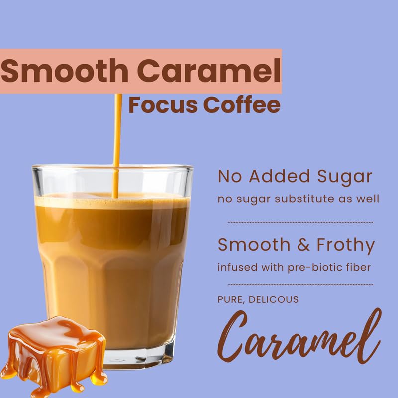 The Nutra Company Focus Coffee (7 Serves) | Functional Coffee with Benefits | 200mg L-Theanine, Maitake Mushroom, Ginseng & B-Vitamins | Brain Fog & Focus Support | 100% Arabica Instant Coffee | Smooth Caramel | 10g per Sachet 2