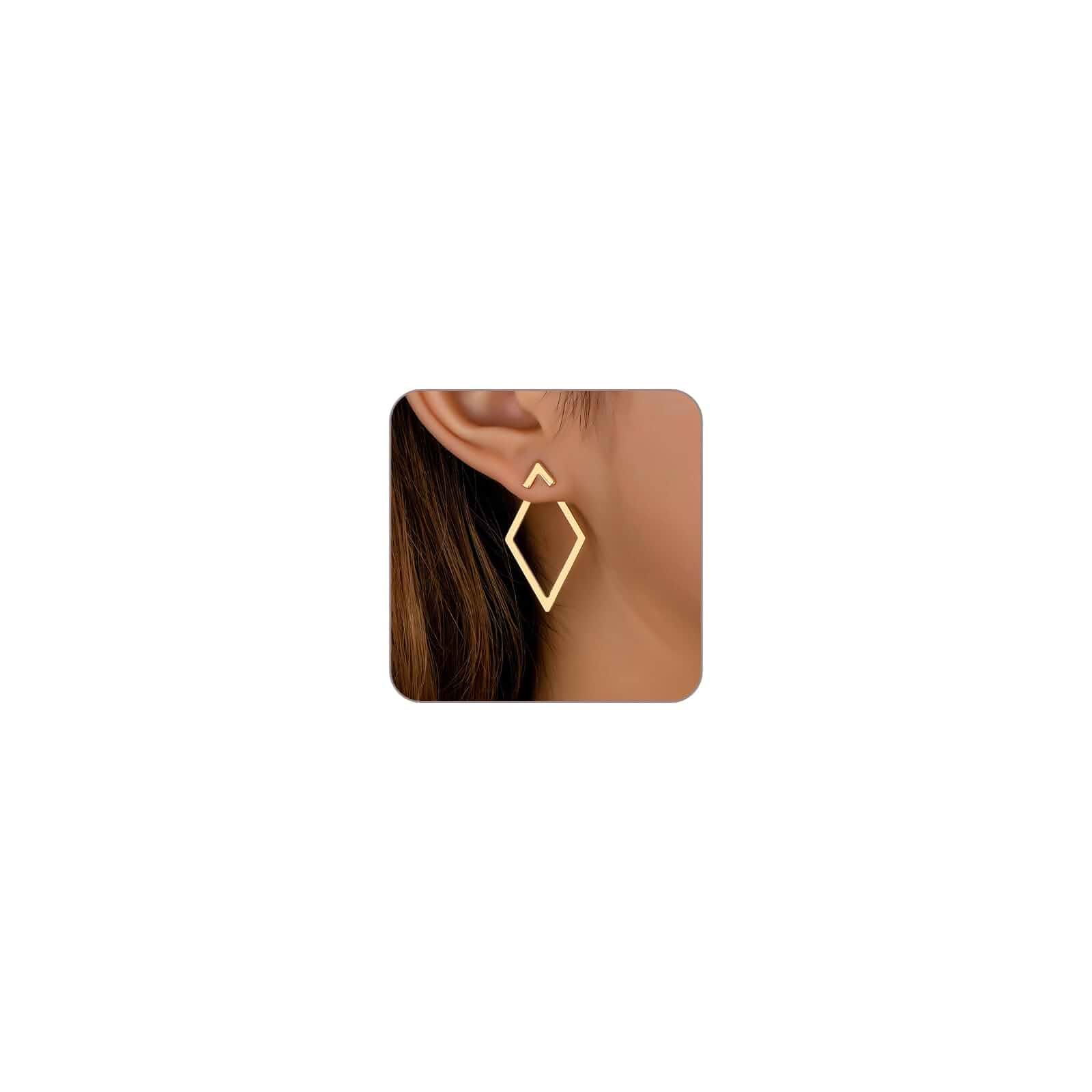 Gold Triangle Earrings for Women Triangle Front Back Stud Earrings Hollow Geometric V Earring Boho Simple Minimalist Jewelry Accessories