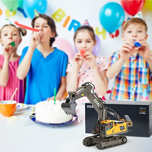 Image of DDAI Remote Control Excavator Toys for Boys 8-12 Kids Best Gift Ideas for Age 3 4 5 6 7 8 9 10+ Year Old Boy Rechargeable RC Construction Excavators Digger Vehicles Engineering Toys with Metal Shovel
