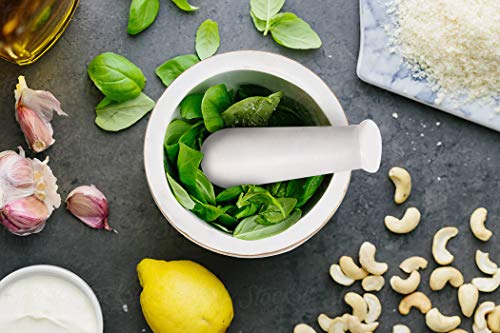 Winlay Handcrafted Milky White Marbal Stone Mortar And Pestle Set With Brass Border || Marble Stone Mortar And Pestle || Natural Stone Moratr And Pestle || 5X5X2.5 Inch #TOP2