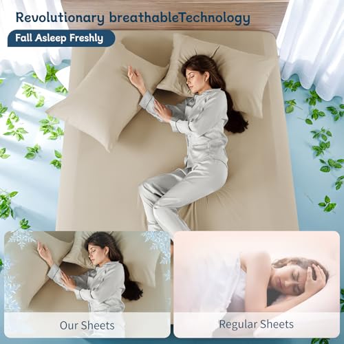 image for Shilucheng 100% Cotton Sheets King Size 4pcs - Ultra Breathable & Cool