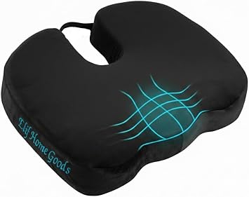 Velvet Seat Cushion Pillow for Office Chair - Memory Foam Pad for Tailbone, Sciatica, Lower Back Pain Relief, Ergonomic and Non-Slip, Machine Washable Cover Velvet, Black