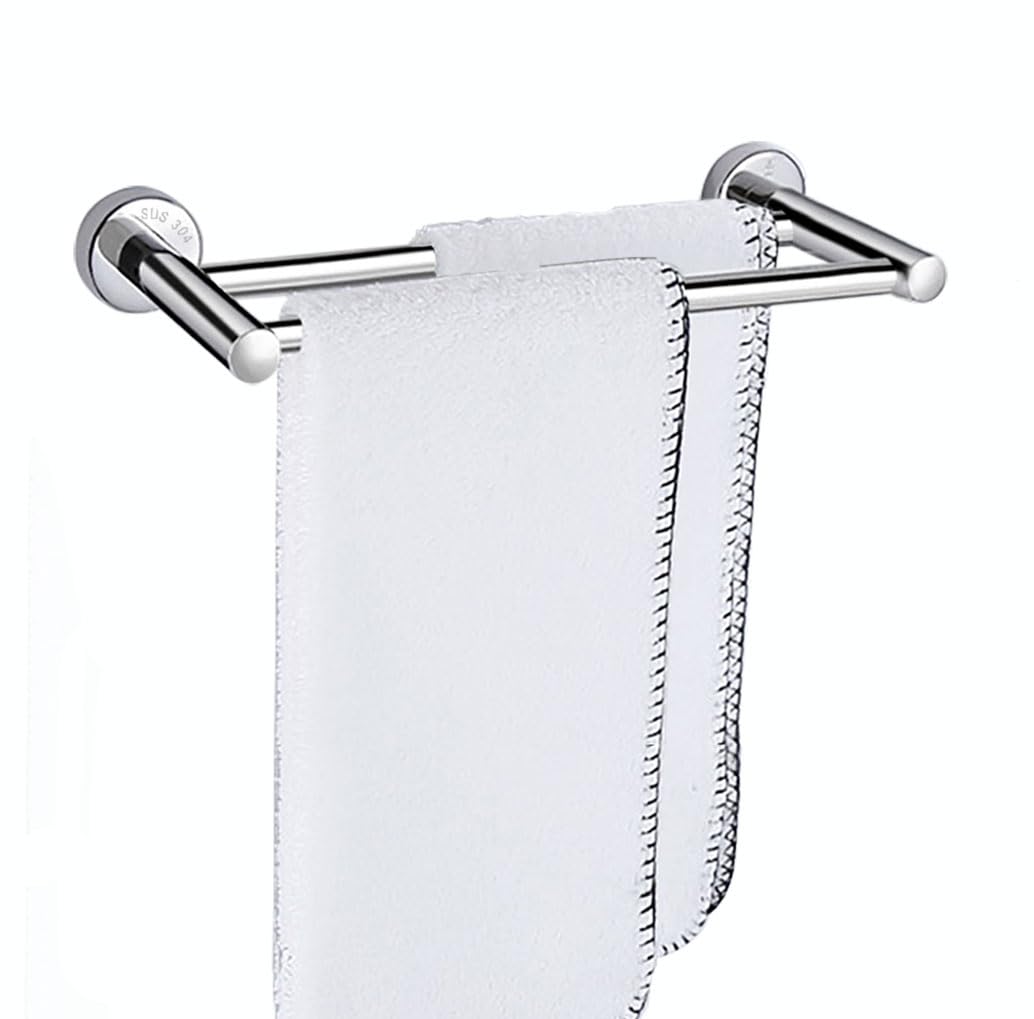 Portasciugamani Doppio Rotondo In Acciaio Inox SUS304 – Montaggio A Parete Con Viti – Per Bagno E Cucina – 60 Cm