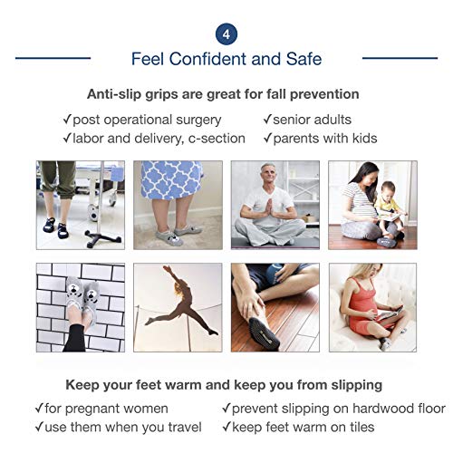 Live Happy Be Healthy Yoga Socks For Women Barre Sock Grip Non-Slip No-Skid Pilates Hospital Maternity (4-Pairs Mix Grey Pink Black Blue) #TOP4