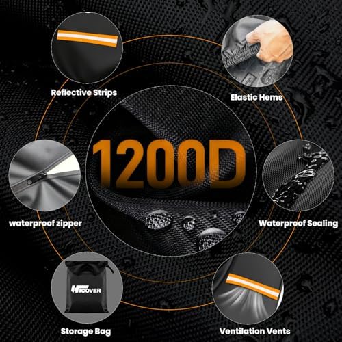 Hicover Snow Blower Cover - 1200D Snowblower Covers Heavy Duty Waterproof Zipper Reflective Strips Universal Fit for EGO, Honda, Ryobi, Cub Cadet, Ariens, Troy Bilt, Snow Joe, Toro and PowerSmart - 3