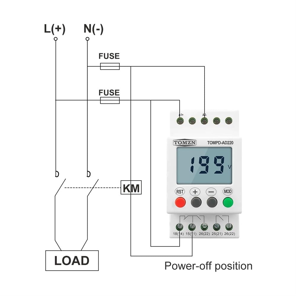 Interruttore Magnetotermico AC DC. Regolazione regolabile sopra e sotto Protezione di tensione SINGLE PASSAGGIO Tensione DIN monitoraggio del relè