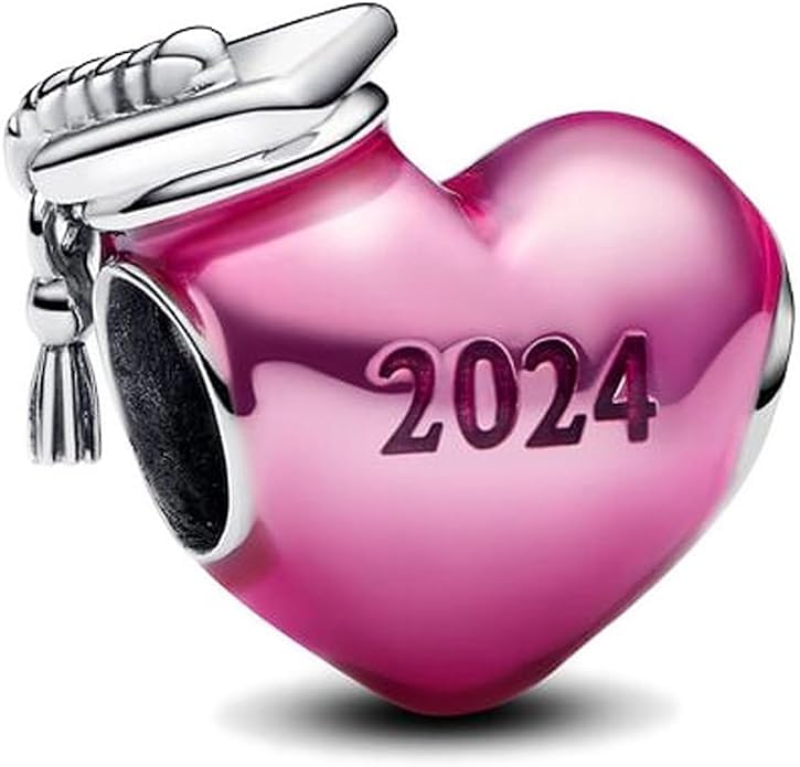 PHCLASY 2024 Graduación Charms Abalorios Colgante Cuentas Plata Ley 925 Compatible Europeo Pulsera Collar,Graduación Abalorios para mujer