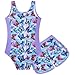 Girl's One Piece Swimsuit Size 5-6 Years Old Sleeveless Bathing Suit Butterflies Printed Swimwear for Hawaiian Beach Water Sports 5t 6t Girls Summer Sets Purple
