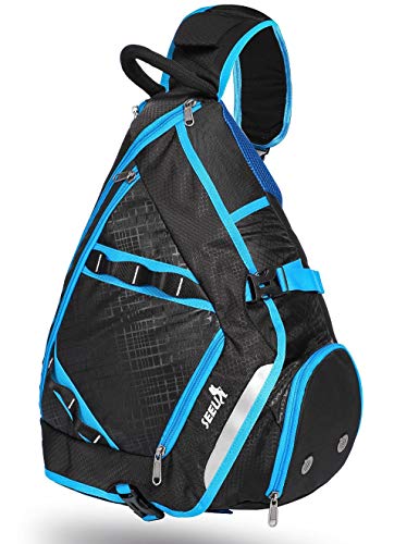 SEEU Large Sling Bag Backpack with Shoe Pocket, 32L Multi-Pocket Gym Bag (Blue)