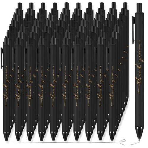 Dispowreath 200 Pcs Thank You Pen Bulk Cute Server Pens, Black