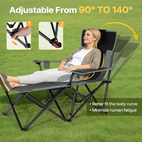 Suteck Camping Chair with Foot Rest, Reclining Folding Beach Chairs, Black by Suteck - Used condition - Image 6