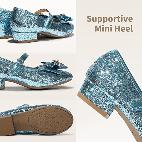 Image of DREAM PAIRS Girls Dress Shoes Princess Shoes for Toddler Little Girl Mary Jane Low Heels Glitter Flower Party Wedding Footwear