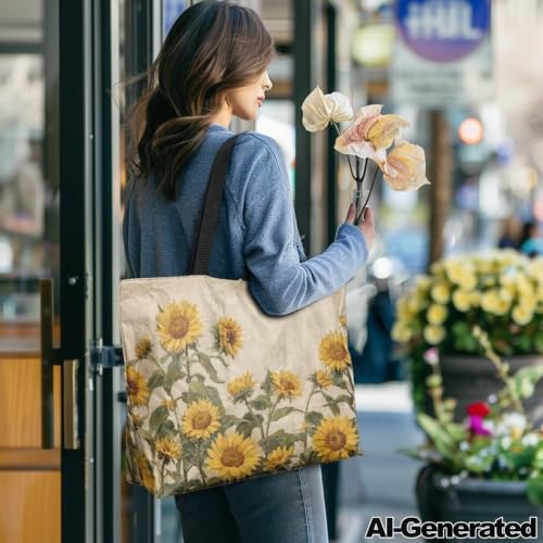 Image of Art Lover Zippered Tote Bag Waterproof Large Work Tote Bags, Artwork Women's Purse Handbags Travel Totes