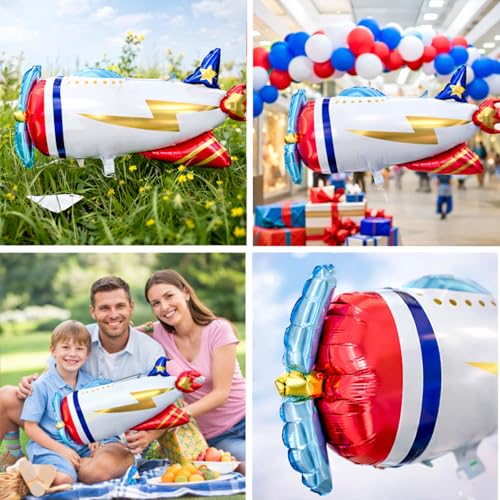 Image of Rozi Decoration Airplane Shape Foil Balloon for Kids Birthday Decoration, Flying Plane Theme Party Balloon for Baby Shower, Travel Theme Celebration and Home Party Backdrop Decoration Pack of 1 Pcs