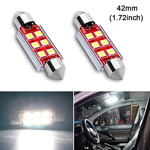 Shangyuan 578 led bulb, 212-2 led bulb, 211-2 led bulb, 42MM (1.72'') Festoon LED Light Bulbs for Interior Lights Dome Lights Door Light` 750 Lumens Extremely Bright White DC 12v (Pack of 2)