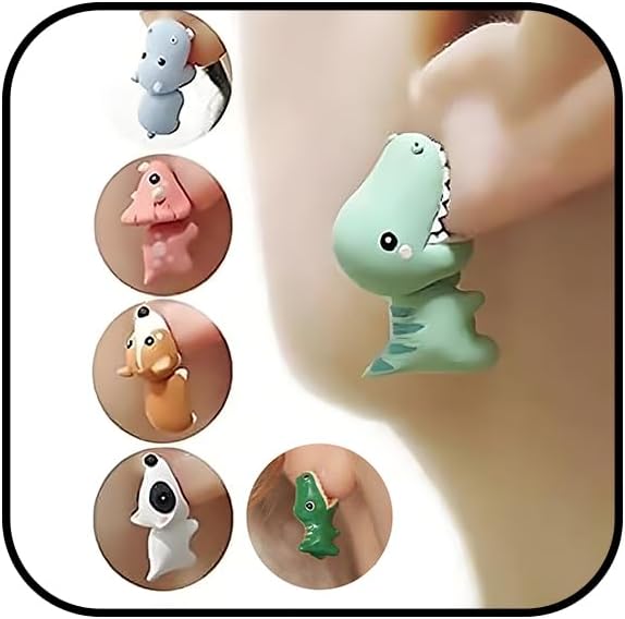 Cute Animal Bite Earrings for Women Cute Dinosaur Earrings Hot Ballon Dog Earrings 3D Clay Shark Earrings Quirky Small Cartoon Animal Earrings Set Fun Earrings Set Jewelry