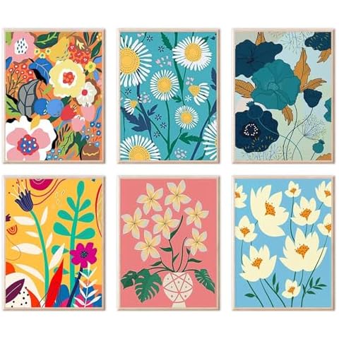 6 Pack Paint by Number for Adults-Paint by Numbers Flowers,Flower Paint by Number Perfect for Gift Home Wall Decor(6 Pack,8x12inch) Cover