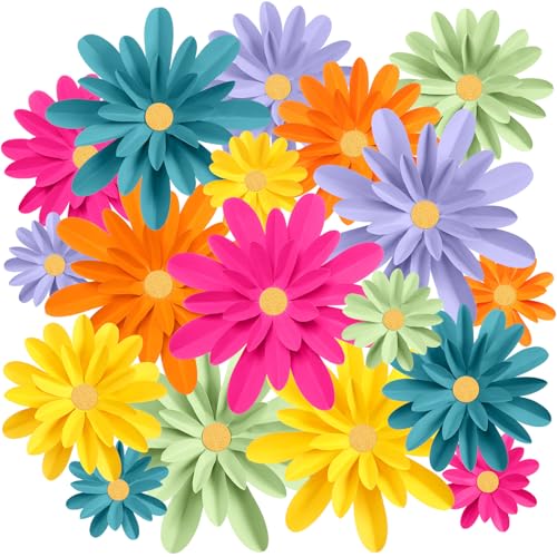 Image of MotiMind 18 Pcs Paper Flowers Bulletin Board Decorations DIY 3D Paper Floral for Wall Classroom Back to School Birthday Party Flower Backdrop Decoration Photo Backdrop(Multicolor,6 inch 8 inch 10 inch)