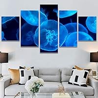 SIGNWIN 5 Panel Canvas Wall Art Neon Clouds for Home Decorations Ready to Hang - 60