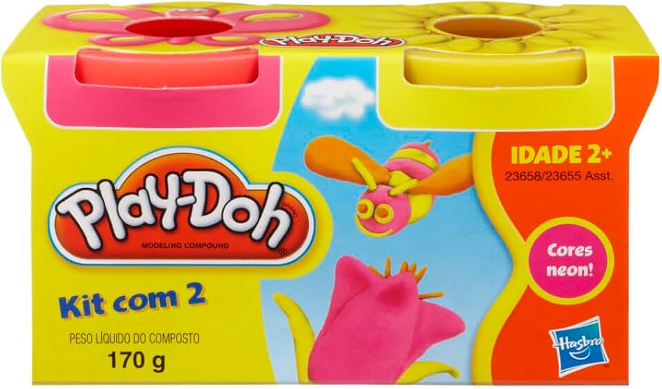 Play-Doh, Massinha de Modelar Infantil - Conjunto com 2 Potes de 84 g- A partir de 3 Anos