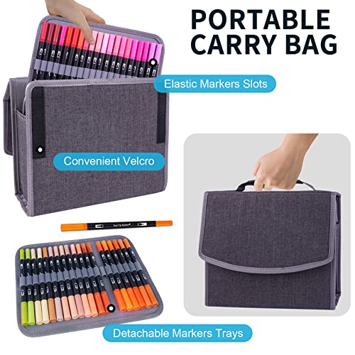 Swemos Markers For Adult Coloring Book, 120 Colors Art Markers Set Dual Tip Brush Pen, Coloring Markers Fine Point Kids Artist Drawing Paintings Diaries Journaling Art Projects Art Supplies With Case #TOP3