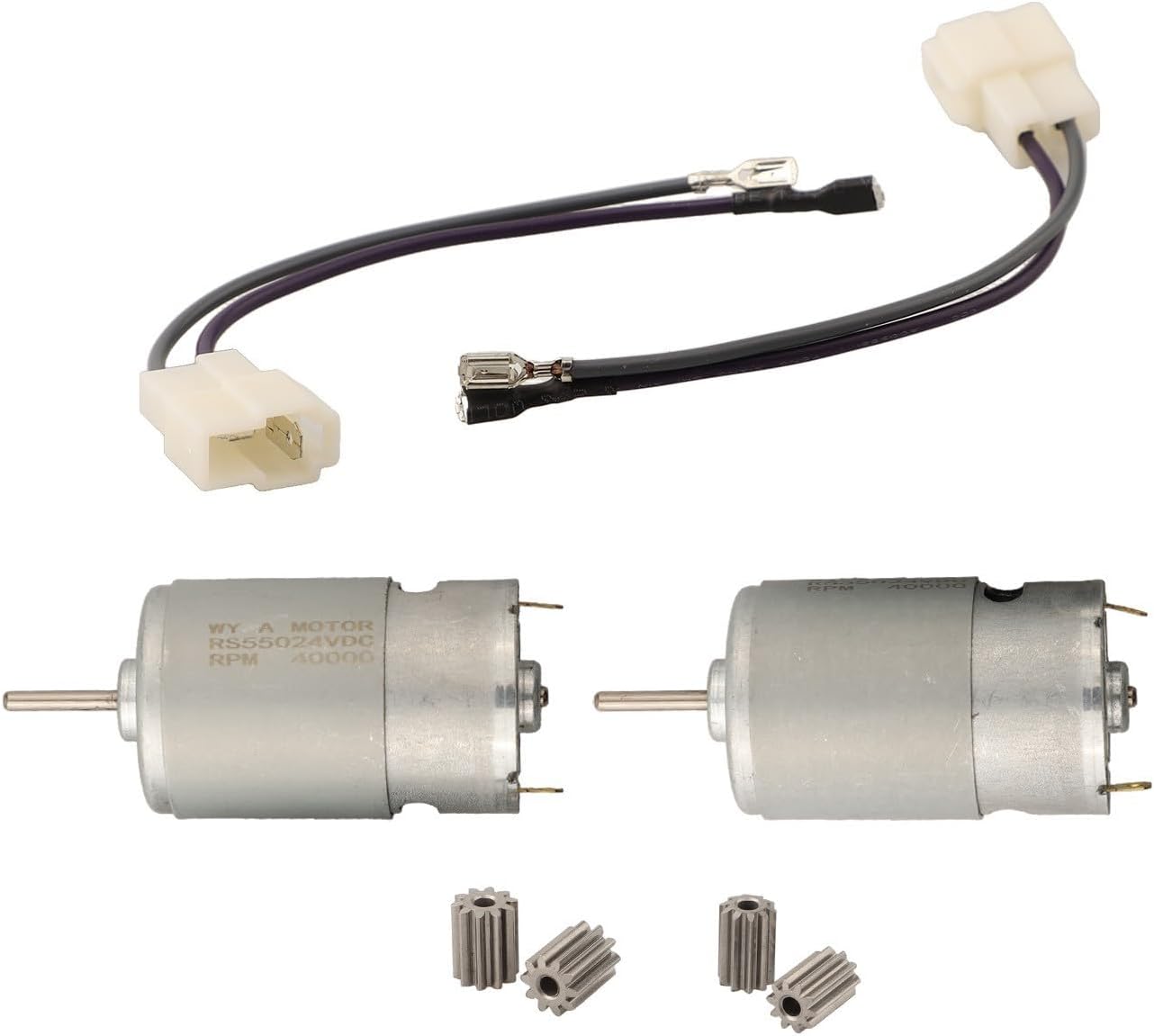 24V RS555 Gearmotor High RPM Electric Motor with Cooling Fan Metal Copper Coil for Children Ride On Car Upgrade Kit Includes 8.6mm and 10.0mm Gears