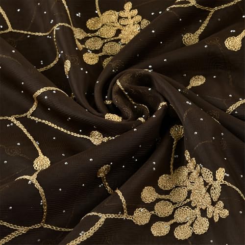 Embroidery Flower Long Scarf For Women With Hot Drilling Design Multipurpose Head Covers Shawl Wrap for Daily3