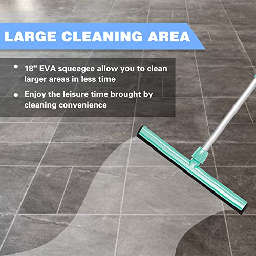 18" Floor Squeegee With 56" Stainless Steel Handle Heavy Duty Magic Broom For Floor,Garage Courtyard Shower Bathroom Floor Marble Glass Tile Water Foam Cleaning #TOP5