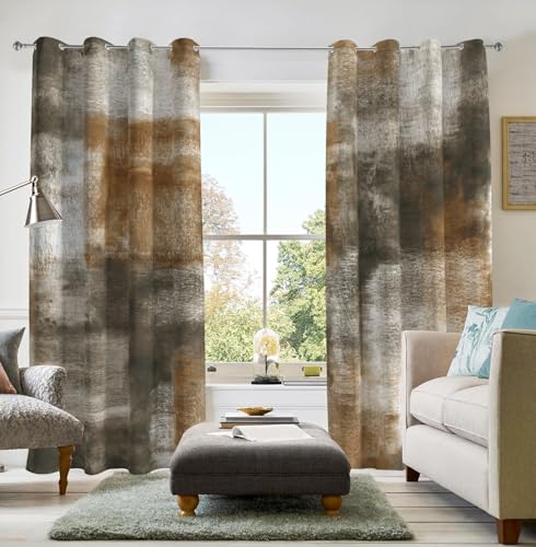 Image of Asuexpect Abstract Curtains for Living Room 2 Panels Abstract Rust Curtain Room Darkening Grommet Window Drapes Modern Decorative Window Treatments for Bedroom, 52x63 Inches, Tan