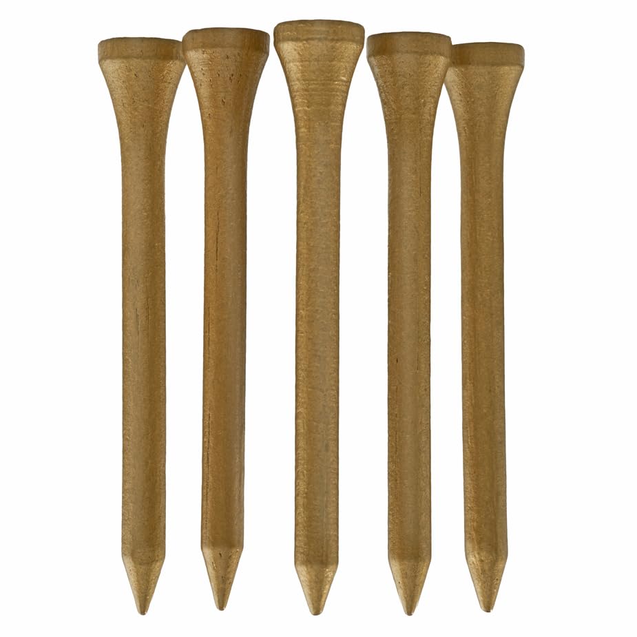 100 PCS Bamboo Golf Tees | Multiple Colours & Sizes | Eco Friendly & Sustainable Bamboo Golf Tees (70mm Gold)